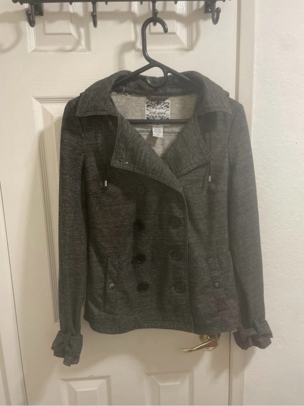 Wet Seal Gray Double-Breasted Pea Coat